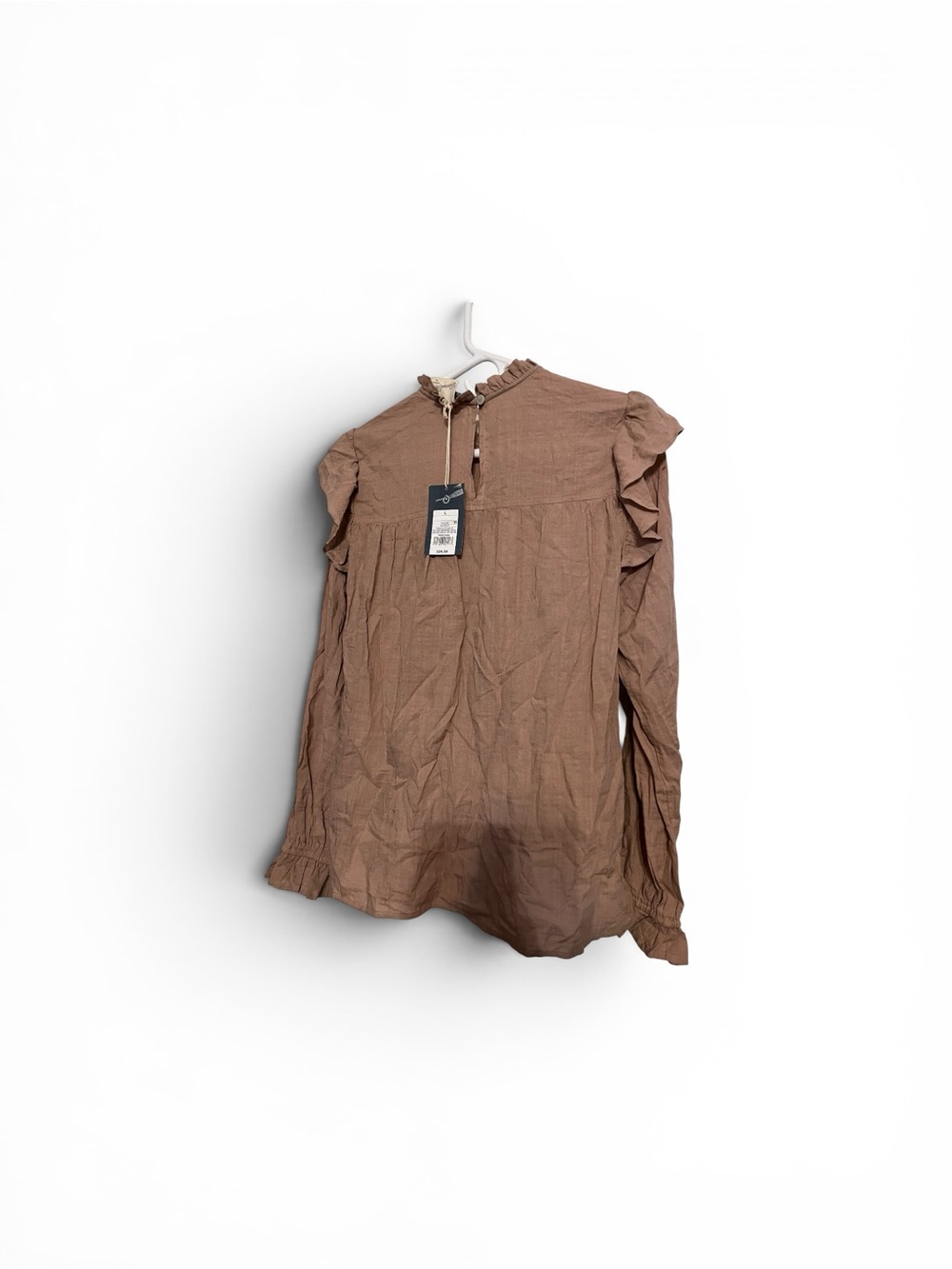 Universal Thread Brown Ruffle Yoke Long-Sleeve Blouse - Picture 3 of 4